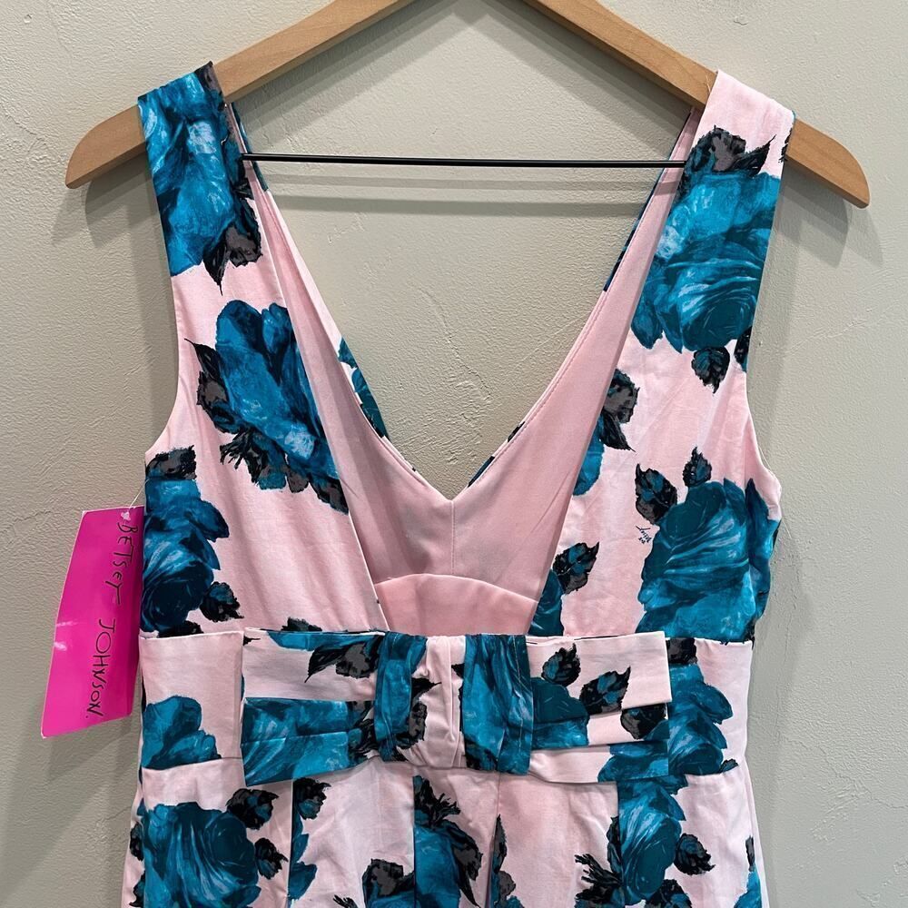 NWT Betsey Johnson Petal Blue Floral Pink Mini Dress - Size: 10 - Picture 7 of 13